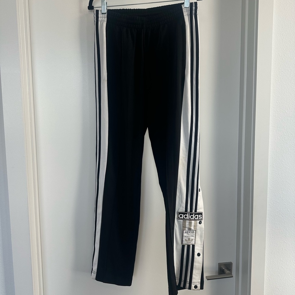 Adidas Black and White Snap Side Track Pants